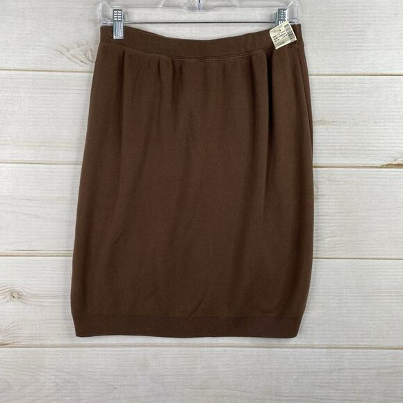 Saks Fifth Avenue Real Clothes Skirt Womens L Brown Sweater Knit Pull On VTG NWT - Picture 1 of 7